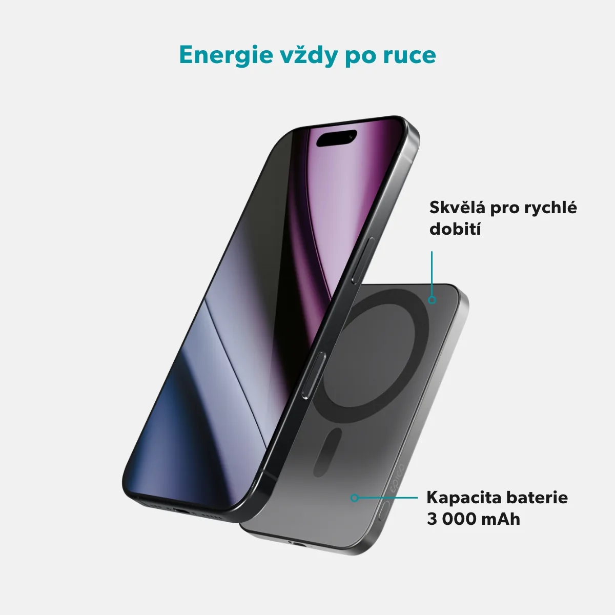 Epico 3000mAh Alu Mag+ PowerBanka EM31 - šedá