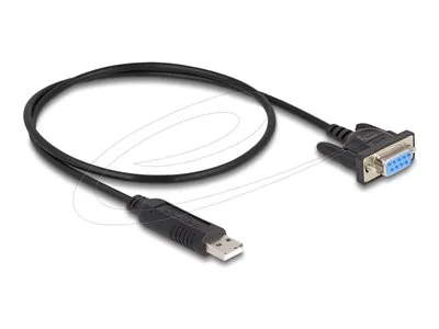 Delock - USB / sériový kabel - USB (M) do DB-9 (F) šroubovací - 50 cm - podporuje sériové rozhraní RS-232 - cerná