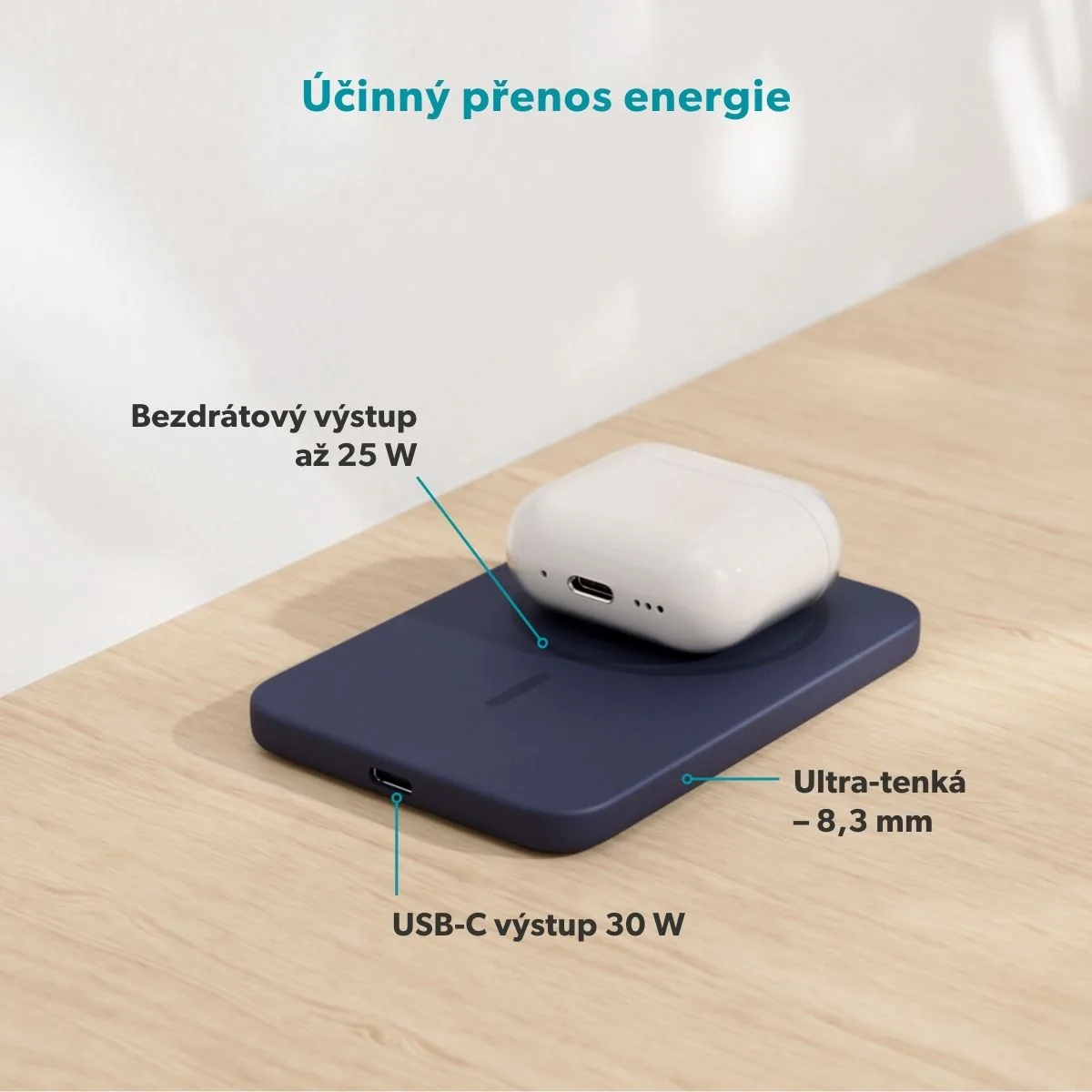 Epico Qi2 25W 5000mAh Mag+ powerbanka EM55 - modrá