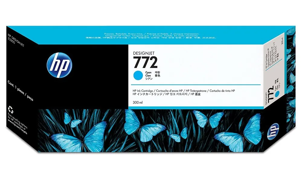 HP 772 - 300 ml - azurová - originální - DesignJet - inkoustová cartridge - pro DesignJet HD Pro MFP, Z5200, Z5200 PostScript, Z5400 PostScript ePrinter