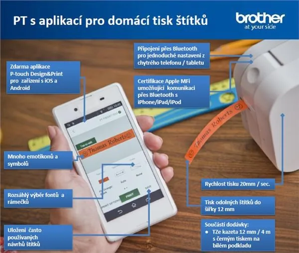 Brother PT-P300BT, 6-12mm, Bluetooth