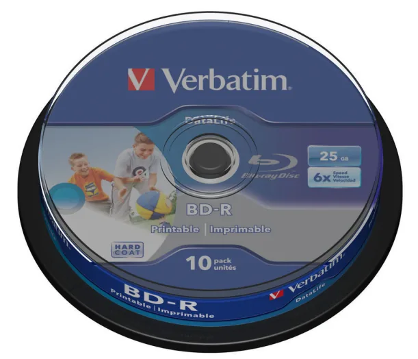 VERBATIM BD-R SL Datalife HTL (10-pack)Blu-Ray Spindle 6x 25GB Wide Printable