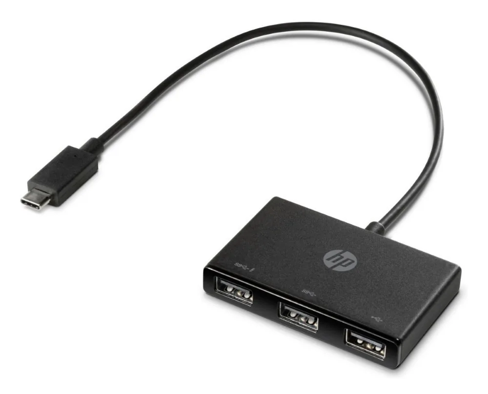 HP USB-C to USB-A - Rozbočovač - 3 x SuperSpeed USB 3.0 - desktop - pro Elite c640 G3 Chromebook Enterprise; Pavilion Aero Laptop 13-be2075ng