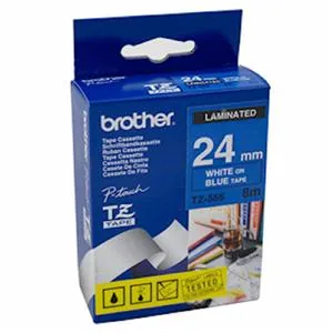 Brother TZe-555 - Bílá na modré - Role (2,4 cm x 8 m) 1 kazeta/y lamino páska - pro Brother PT-D600; P-Touch PT-2470, 3600, D800, E550, H500, P750; P-Touch Cube Plus PT-P710