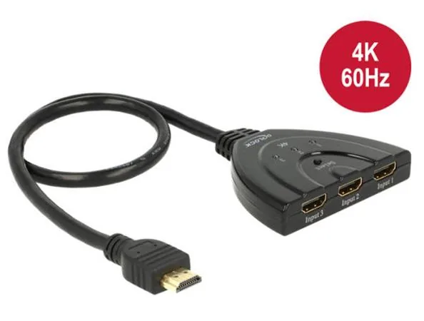 Delock HDMI UHD Switch 3 x HDMI in > 1 x HDMI out 4K - Spínač video/audio - 3 x HDMI - desktop