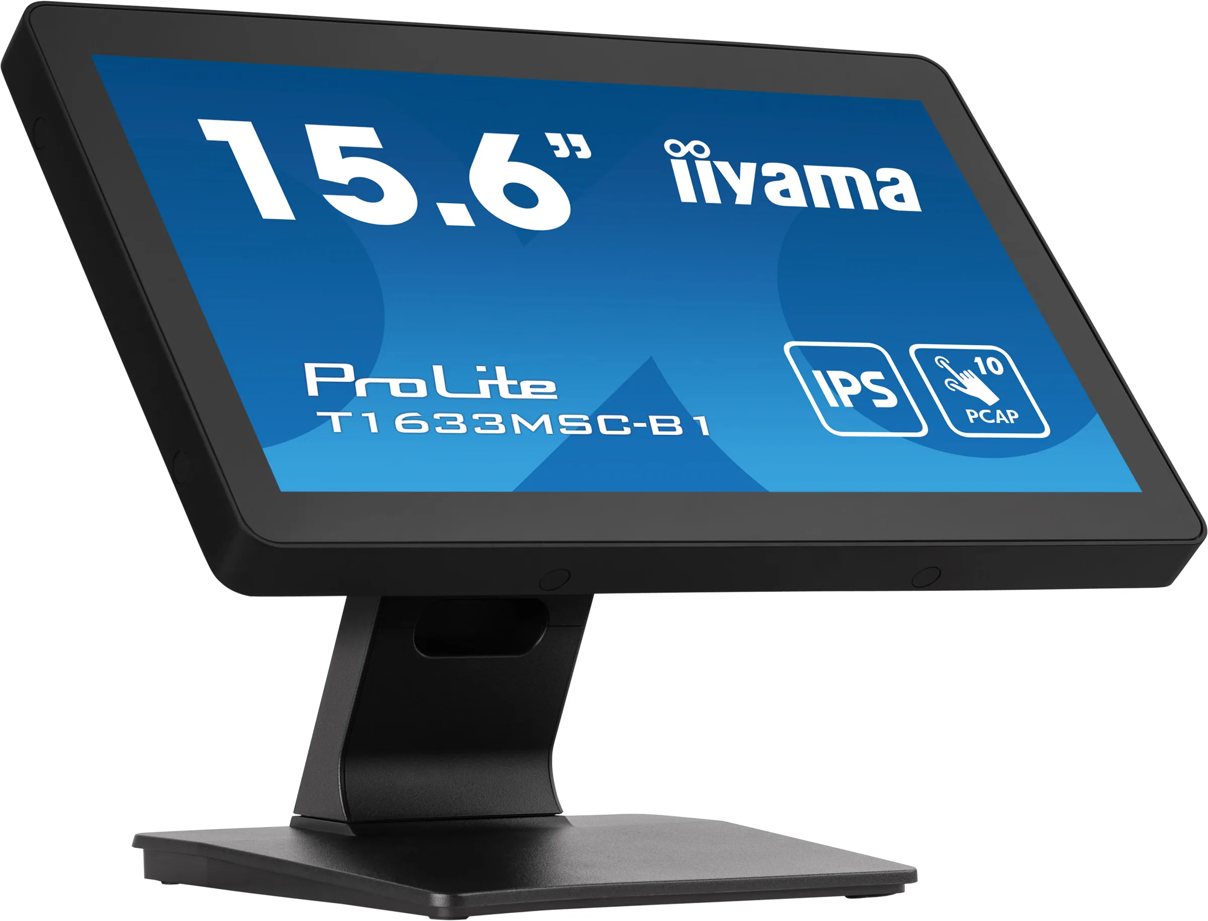 iiyama ProLite T1633MSC-B1 - LED monitor - 15.6" - dotykový displej - 1920 x 1080 Full HD (1080p) @ 60 Hz - IPS - 450 cd/m? - 1000:1 - 5 ms - HDMI, DisplayPort - reproduktory - černá, matný povrch