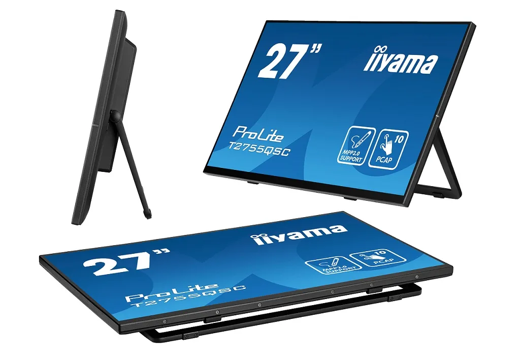iiyama ProLite T2755QSC-B1 - LED monitor - 27" - dotykový displej - 2560 x 1440 WQHD @ 75 Hz - IPS - 400 cd/m? - 1000:1 - 5 ms - HDMI, DisplayPort - reproduktory - matná čerň