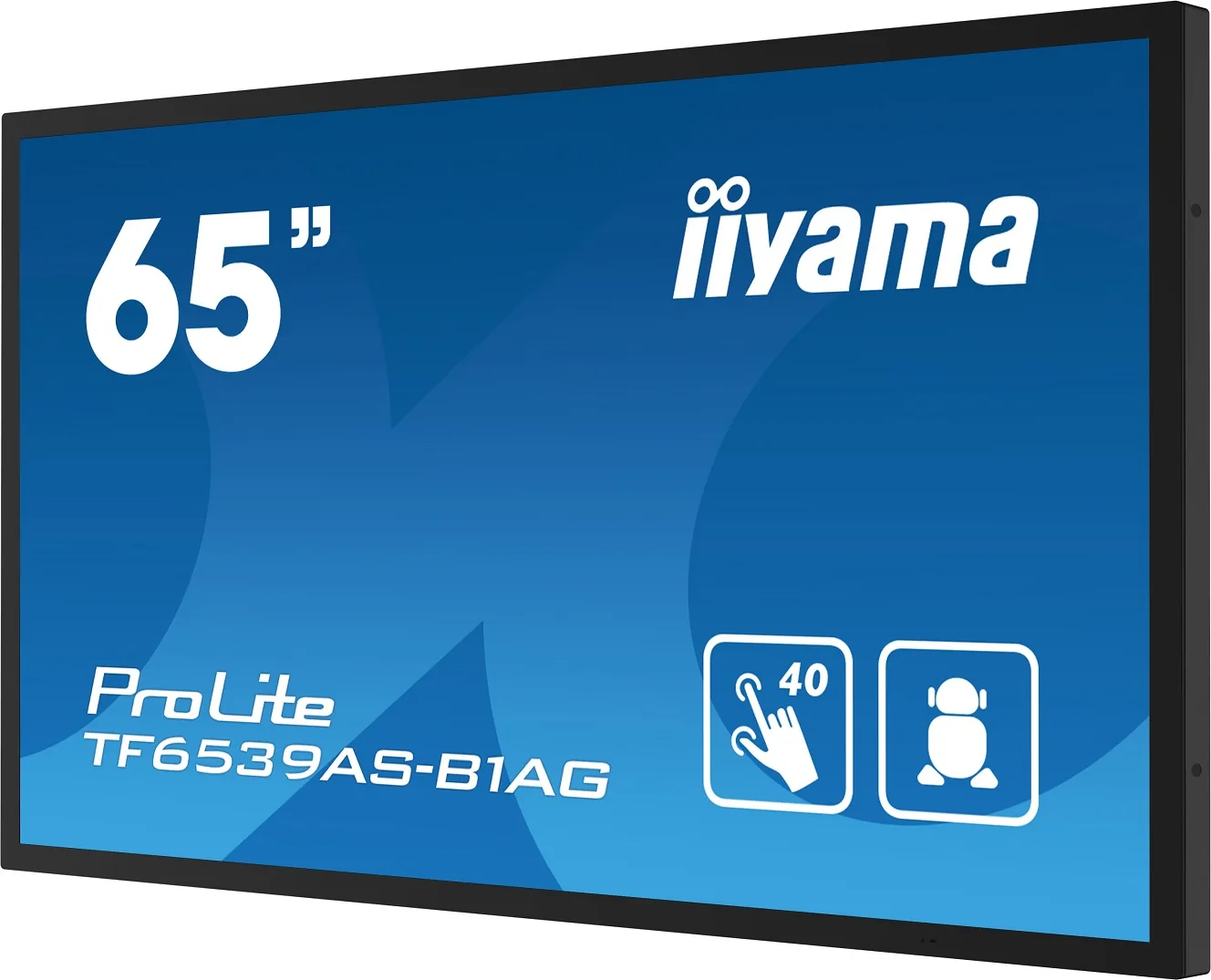 iiyama ProLite TF6539AS-B1AG - 65" Třída úhlopříčky (64.5" zobrazitelný) displej LCD s LED podsvícením - digital signage - s vestavěný mediální přehrávač a dotyková obrazovka (multi touch) - Android - 4K UHD (2160p) 3840 x 2160 - černá
