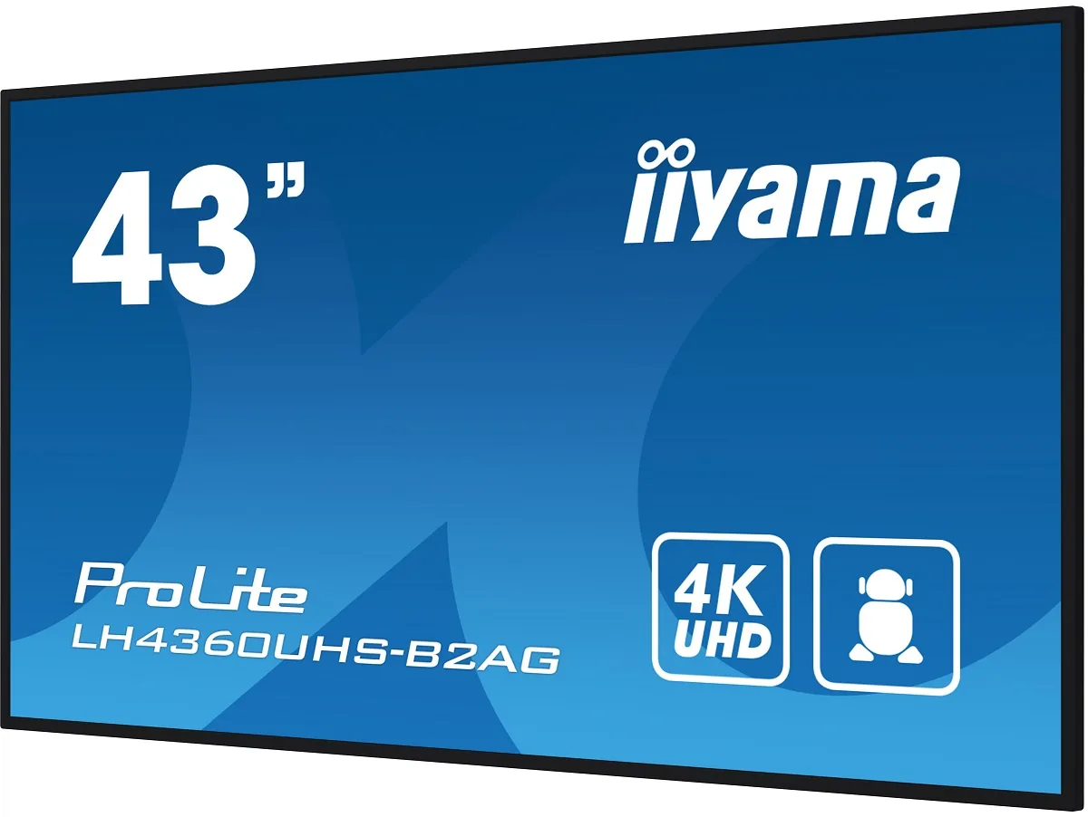 iiyama ProLite LH4360UHS-B2AG - 43" Třída úhlopříčky (42.5" zobrazitelný) displej LCD s LED podsvícením - digital signage - s vestavěný přehrávač médií SoC - Android - 4K UHD (2160p) 3840 x 2160 - Edge LED - černá