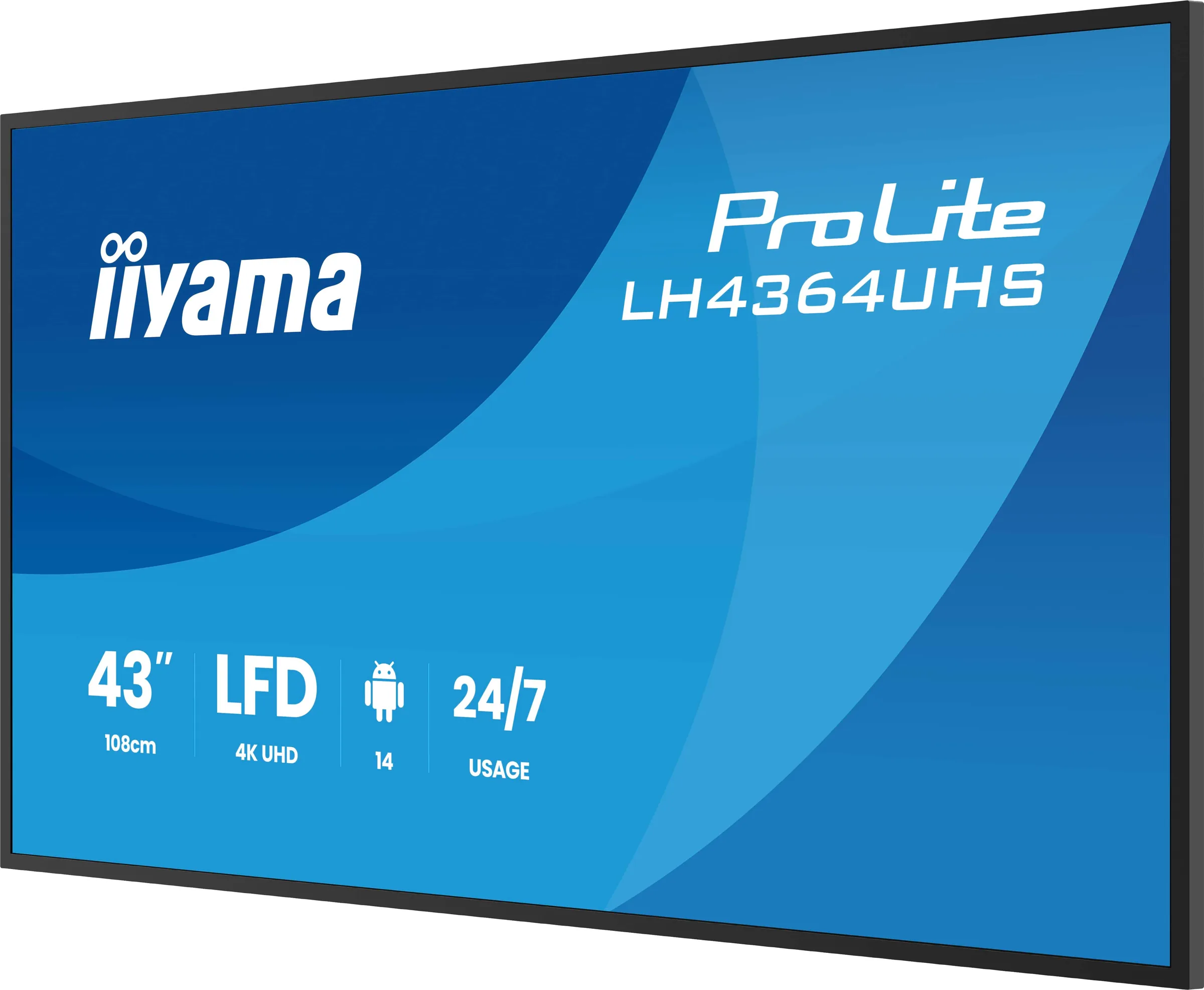 iiyama ProLite LH4364UHS-B1AG - 43" Třída úhlopříčky (42.5" zobrazitelný) displej LCD s LED podsvícením - digital signage - s vestavěný přehrávač médií SoC - 4K UHD (2160p) 3840 x 2160 - černý rám s matným povrchem