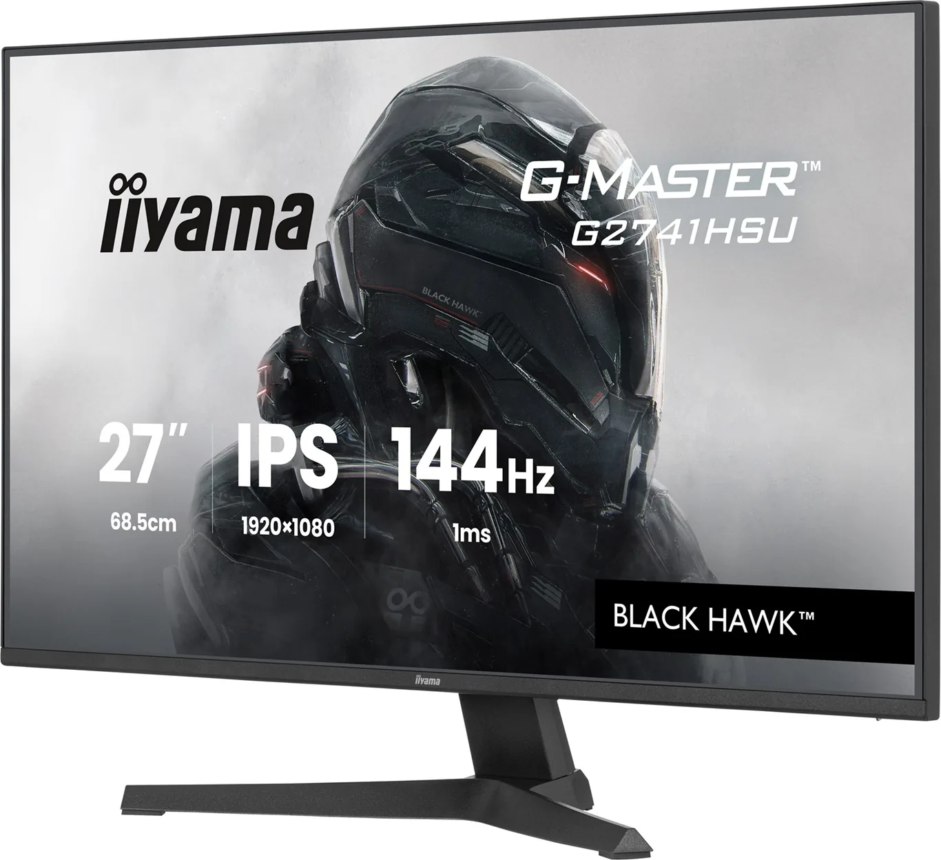 iiyama G-MASTER Black Hawk G2741HSU-B1 - LED monitor - hraní her - 27" - 1920 x 1080 Full HD (1080p) @ 144 Hz - IPS - 350 cd/m? - 1500:1 - 1 ms - HDMI, DisplayPort - reproduktory - cerná, matná