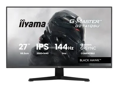iiyama G-MASTER Black Hawk G2741QSU-B1 - LED monitor - hraní her - 27" - 2560 x 1440 QHD @ 144 Hz - IPS - 350 cd/m? - 1500:1 - 1 ms - HDMI, DisplayPort - reproduktory - cerná, matná