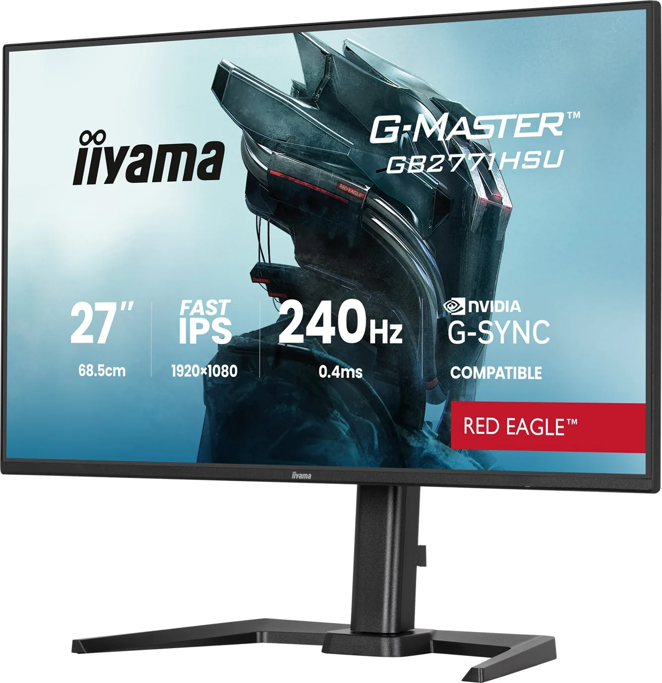 iiyama G-MASTER Red Eagle GB2771HSU-B1 - LED monitor - hraní her - 27" - 1920 x 1080 Full HD (1080p) @ 240 Hz - Fast IPS - 350 cd/m? - 1000:1 - 0.4 ms - HDMI, DisplayPort - reproduktory - cerná, matná