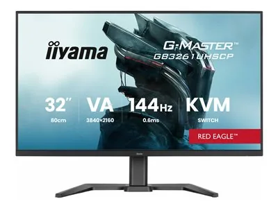 iiyama G-MASTER Red Eagle GB3261UHSCP-B1 - LED monitor - hraní her - 32" (31.5" zobrazitelný) - 3840 x 2160 4K @ 144 Hz - VA - 400 cd/m? - 3000:1 - HDR10 - 0.6 ms - 2xHDMI, DisplayPort, USB-C - reproduktory - cerná, matná