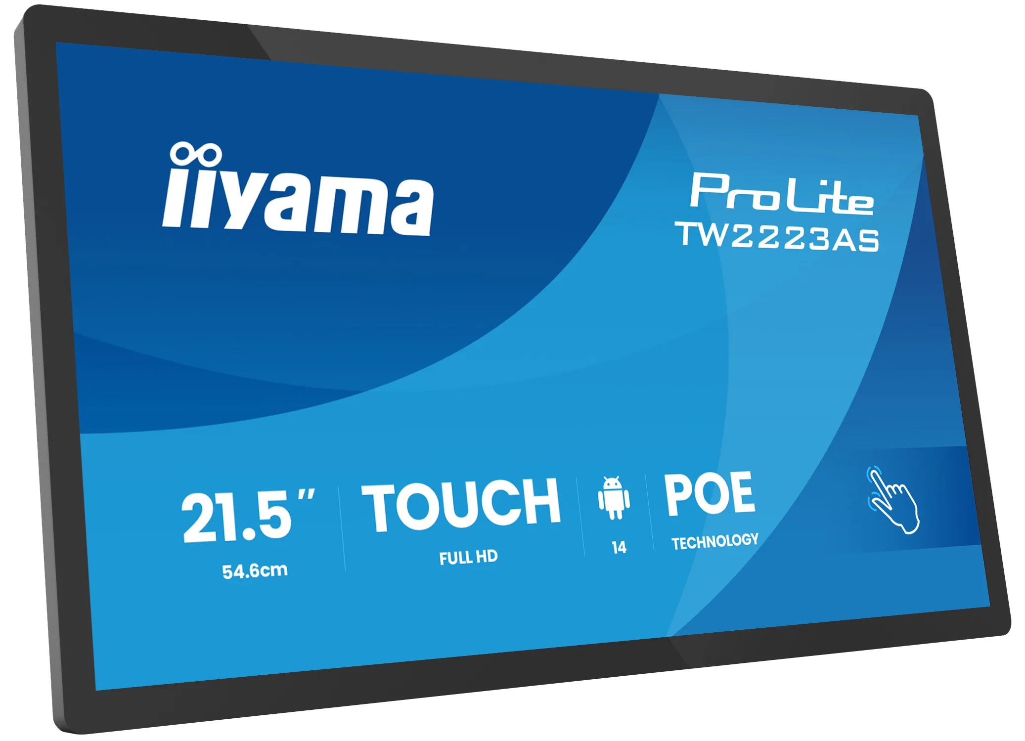 iiyama ProLite TW2223AS-B3P - Android PC - dotykový panel PC 1 RK3399 - RAM 2 GB - SSD - eMMC 16 GB - Cortex-A72 + A53 - Bluetooth 5.2, Gigabit Ethernet - Android 12 - monitor: LED 21.5" 1920 x 1080 (Full HD) dotykový displej - cerná, matná