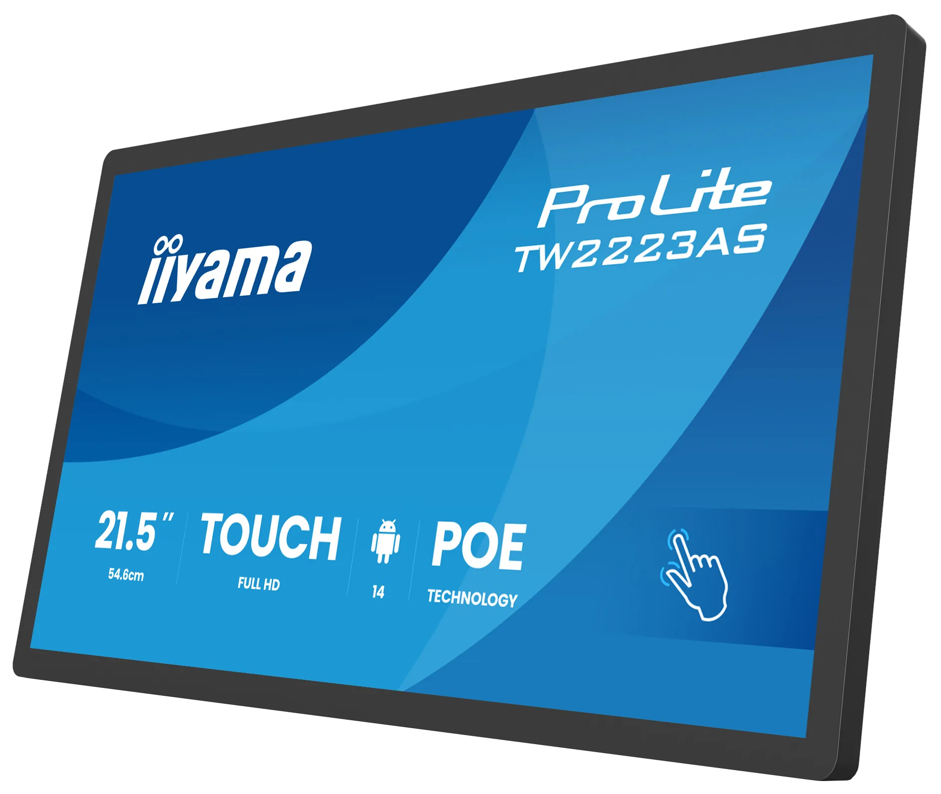 iiyama ProLite TW2223AS-B3P - Android PC - dotykový panel PC 1 RK3399 - RAM 2 GB - SSD - eMMC 16 GB - Cortex-A72 + A53 - Bluetooth 5.2, Gigabit Ethernet - Android 12 - monitor: LED 21.5" 1920 x 1080 (Full HD) dotykový displej - cerná, matná