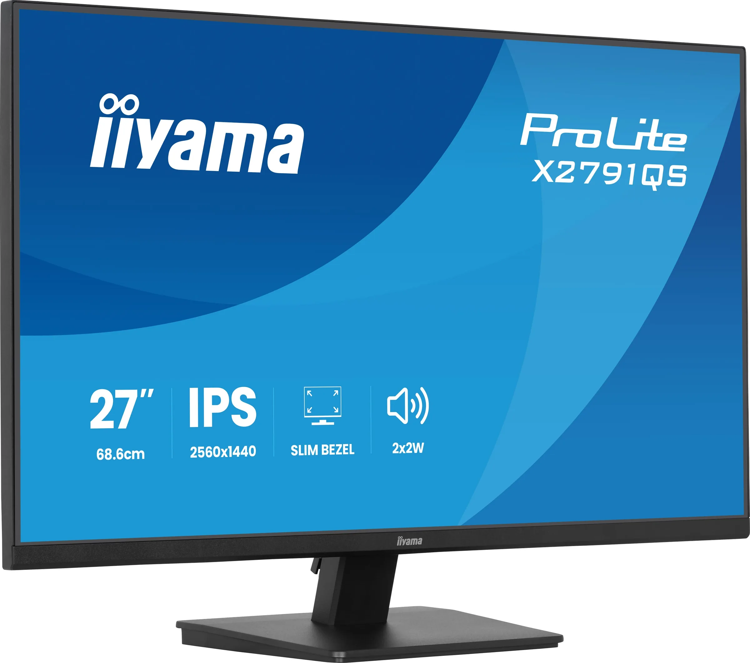 iiyama ProLite X2791QS-B1 - LED monitor - 27" - 2560 x 1440 QHD @ 75 Hz - IPS - 350 cd/m? - 1000:1 - 1 ms - HDMI, DisplayPort - reproduktory - cerná, matná