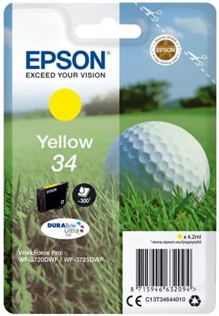 Epson 34 - 4.2 ml - žlutá - originální - inkoustová cartridge - pro WorkForce Pro WF-3720, WF-3720DWF, WF-3725DWF