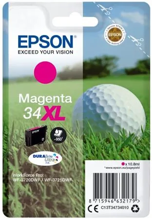 Epson 34XL - 10.8 ml - XL - purpurová - originální - blistr - inkoustová cartridge - pro WorkForce Pro WF-3720, WF-3720DWF, WF-3725DWF