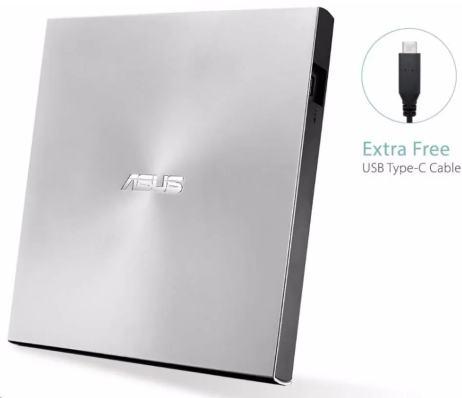 DVD ASUS ZenDrive U9M, USB-C A, slim, externí, stříbrná