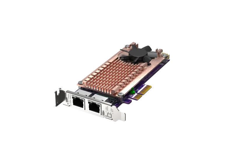 QNAP QM2 series, 2 x PCIe 2280 M.2 SSD slots, PCIe Gen3 x 4 , 2 x Intel I225LM 2.5GbE NBASE-T port
