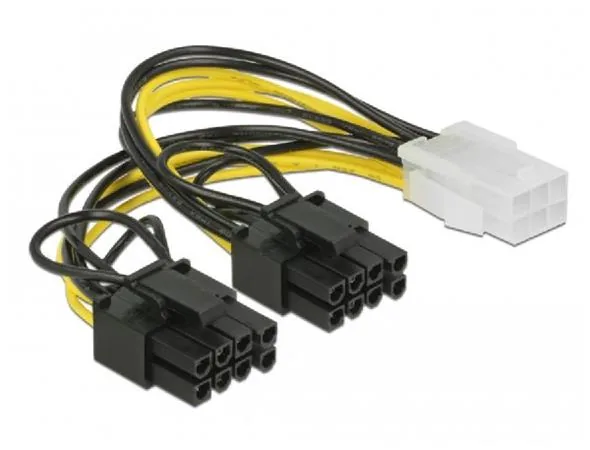 Delock - Elektrický kabel - 6 pin PCIe power (F) do 8 pinové napájení PCIe (6+2) (M) - 12 V - 15 cm - opatřený západkou