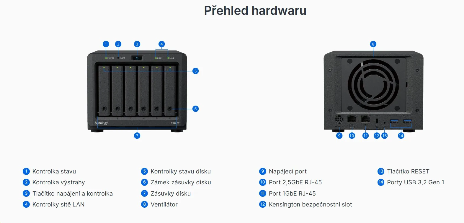 Synology FlashStation FS200T, 6-bay 2,5" NAS, CPU QC Celeron J4125 64bit, RAM 4GB, 2x USB 3.2, LAN 1x 2.5Gb + 1x 1Gb