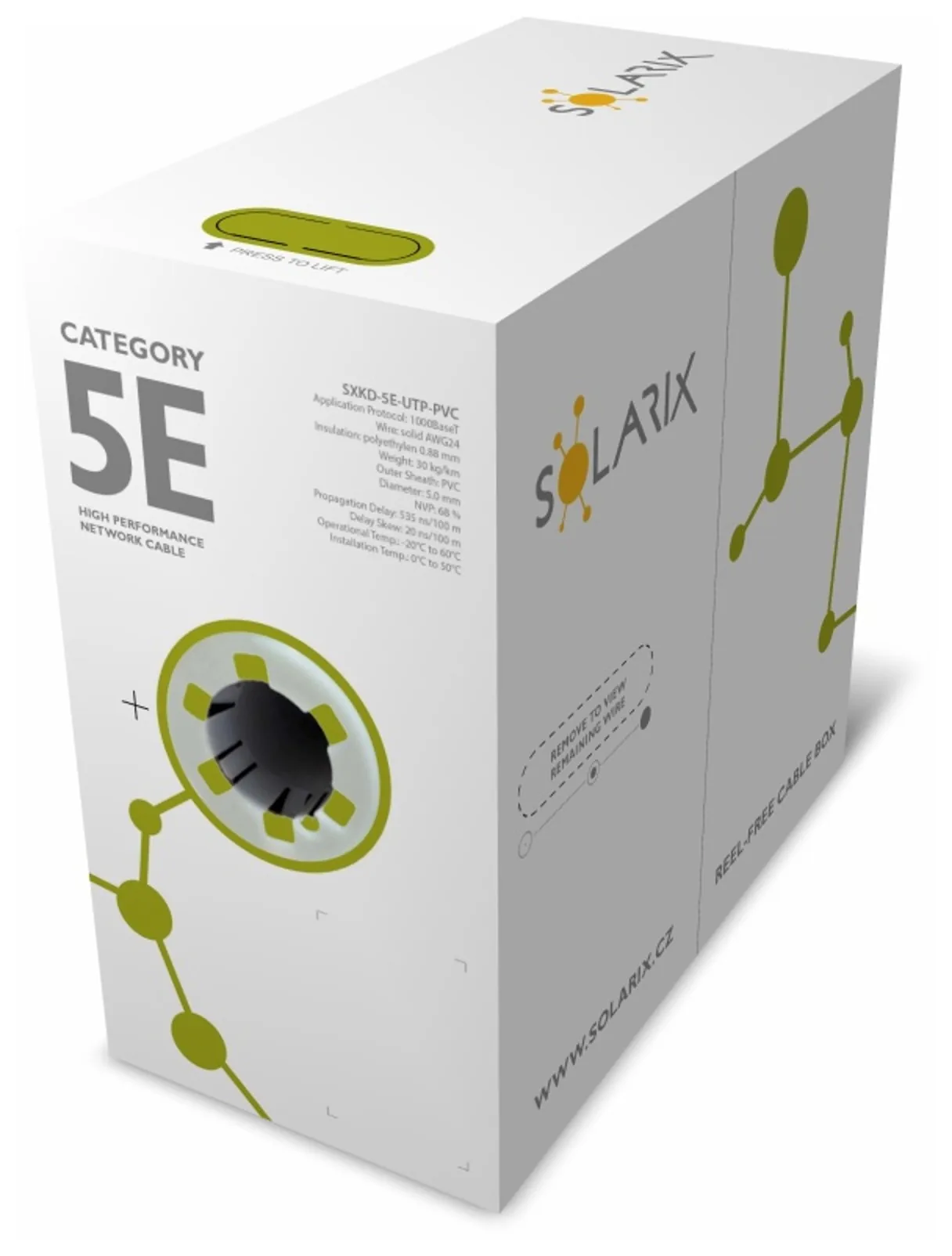 Instalační kabel Solarix CAT5E UTP PVC Eca 500m/box SXKD-5E-UTP-PVC