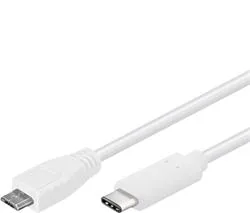 PremiumCord Kabel USB konektor C male - USB 2.0 Micro-B male, bílý, 0,6m