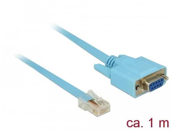 Delock Adapter RS-232 DB9 female > 1 x Serial RS-232 RJ45 male - Sériový kabel - DB-9 (F) šroubovací do RJ-45 (M) - 1 m - modrá