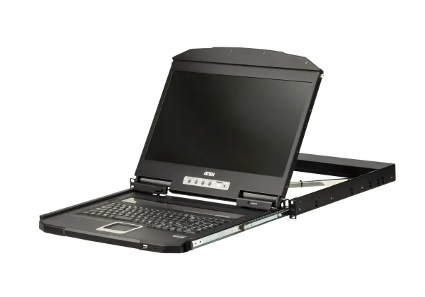 Aten 1U Ultra Short Depth Single Rail WideScreen LCD Console (USB / HDMI) 1920x1080