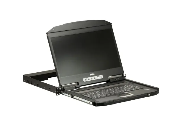 Aten 1U Ultra Short Depth Single Rail WideScreen LCD Console (USB / HDMI) 1920x1080