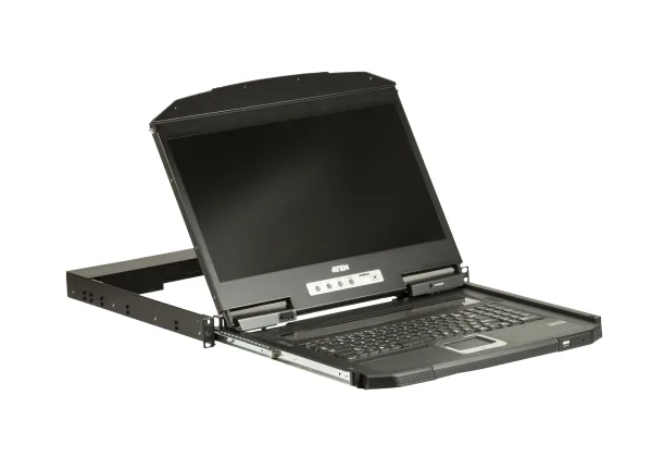 Aten 1U Ultra Short Depth Single Rail WideScreen LCD Console (USB / HDMI) 1920x1080