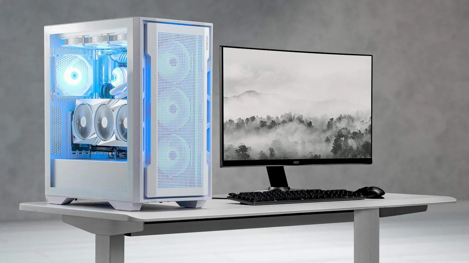 COUGAR PC skříň UNIFACE Black Mid Tower Mesh Front Panel 2 x ARGB Fans TG Left Panel