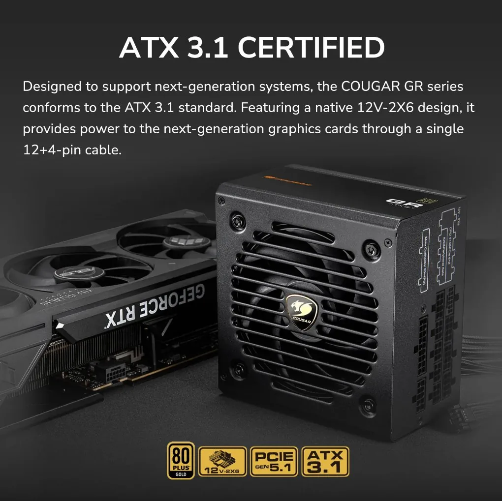 COUGAR PC zdroj GR 750W 80+ Gold, Fully modular