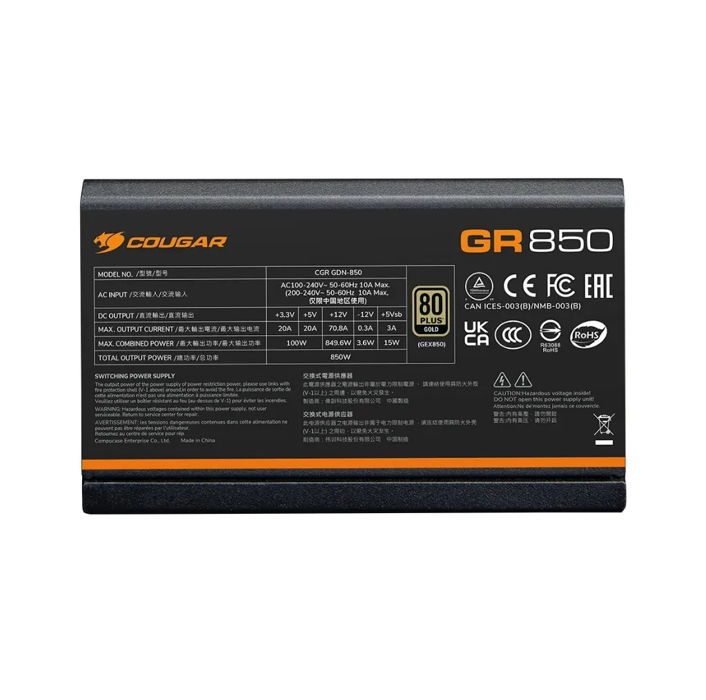 COUGAR PC zdroj GR 750W 80+ Gold, Fully modular