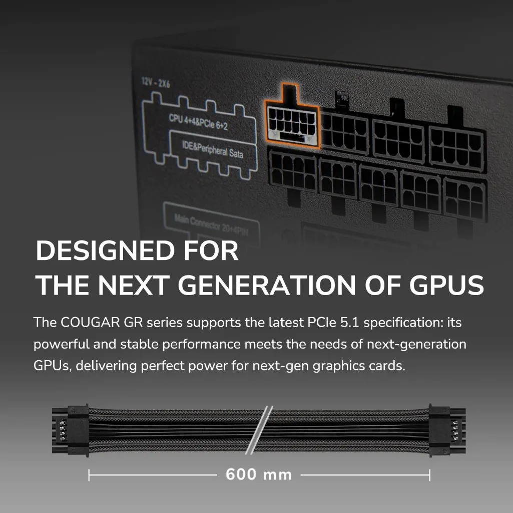 COUGAR PC zdroj GR 750W 80+ Gold, Fully modular
