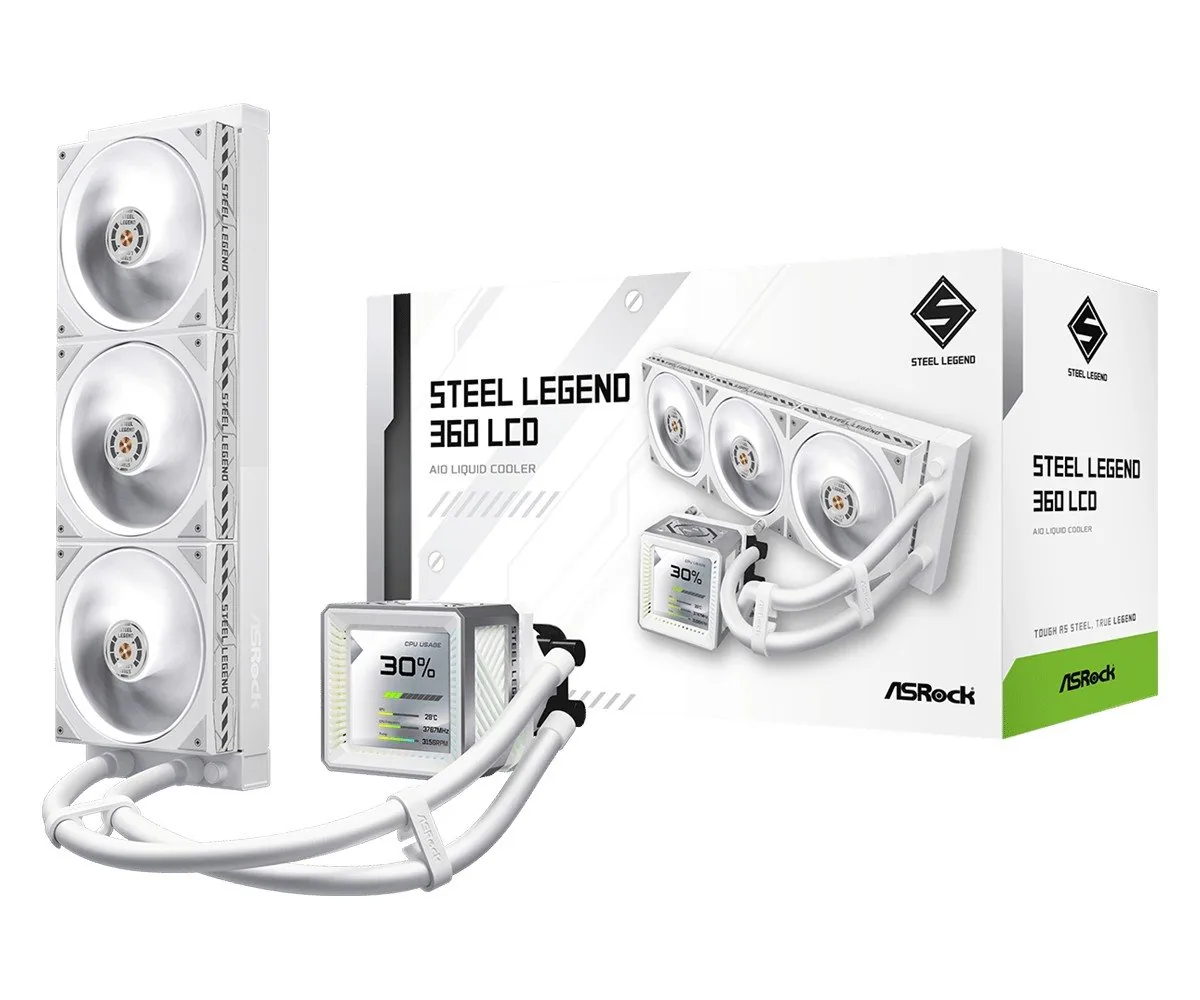 AIOCOOL Asrock Steel Legend 360 LCD, White, 360mm