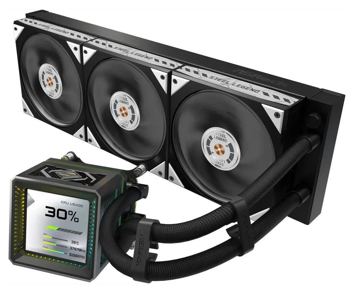 AIOCOOL Asrock Steel Legend Dark 360 LCD, 360mm