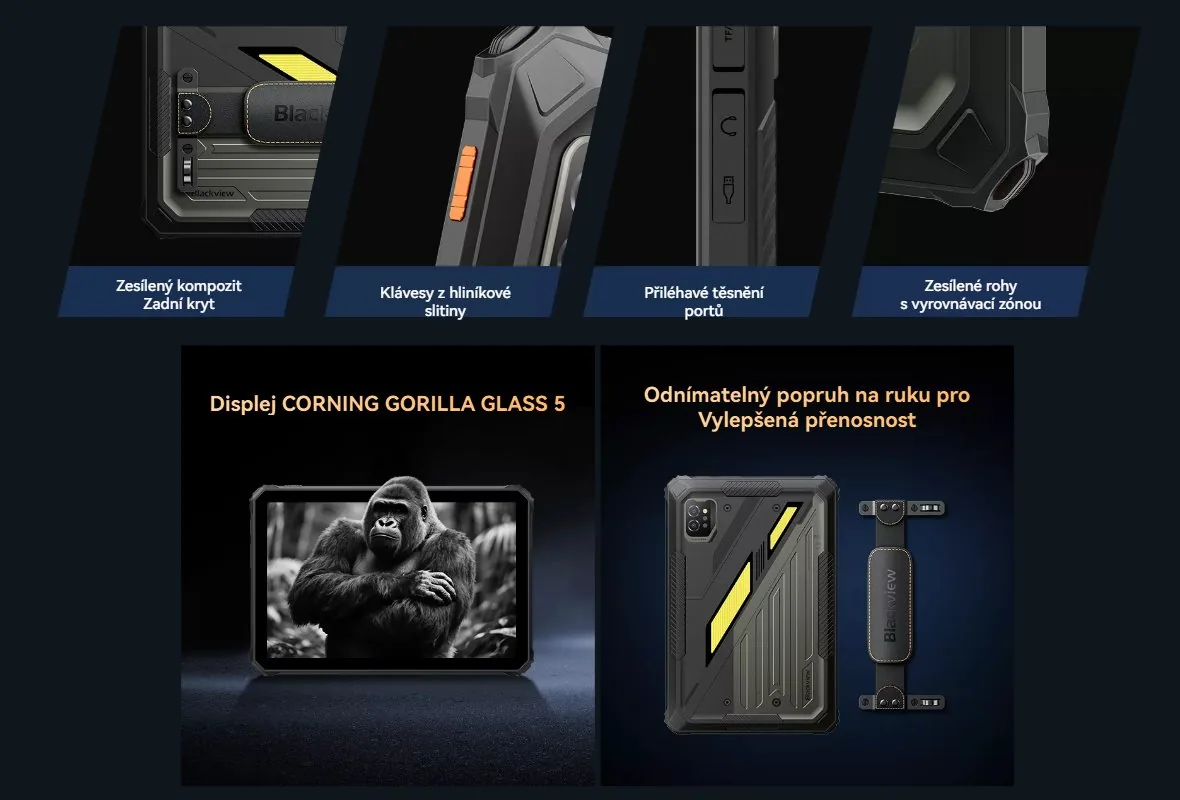 BLACKVIEW Rugged Tab Active 7 LTE 8GB 128GB 11",BLACK,Helio G81 Octa-core 2.0GHz,13MP 16MP+20MP,Night vision,Android 15