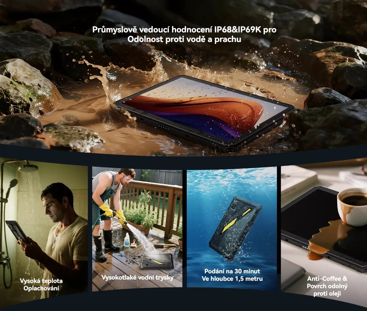 BLACKVIEW Rugged Tab Active 7 LTE 8GB 128GB 11",BLACK,Helio G81 Octa-core 2.0GHz,13MP 16MP+20MP,Night vision,Android 15