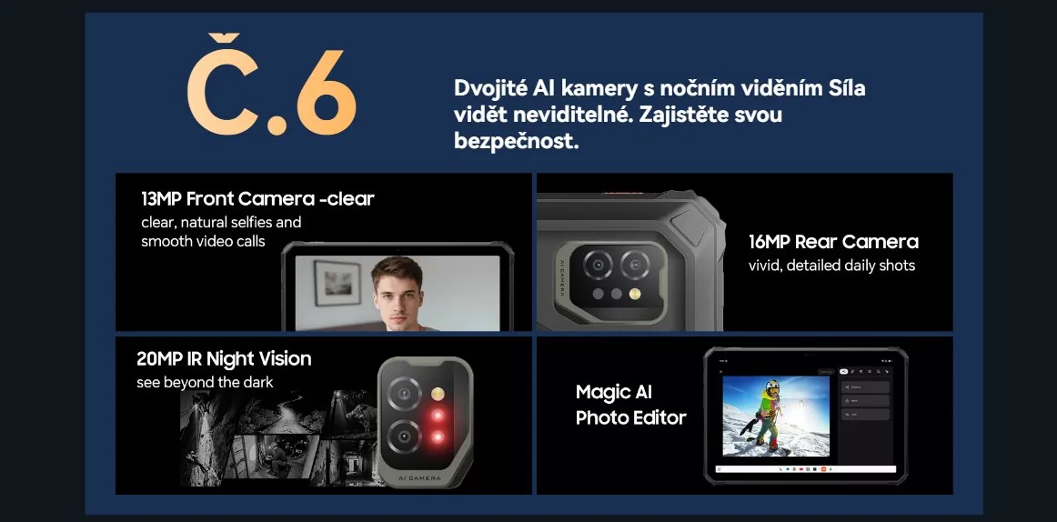 BLACKVIEW Rugged Tab Active 7 LTE 8GB 128GB 11",BLACK,Helio G81 Octa-core 2.0GHz,13MP 16MP+20MP,Night vision,Android 15
