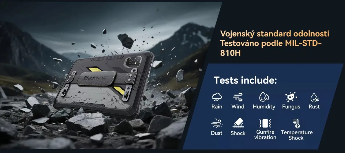 BLACKVIEW Rugged Tab Active 7 LTE 8GB 128GB 11",BLACK,Helio G81 Octa-core 2.0GHz,13MP 16MP+20MP,Night vision,Android 15