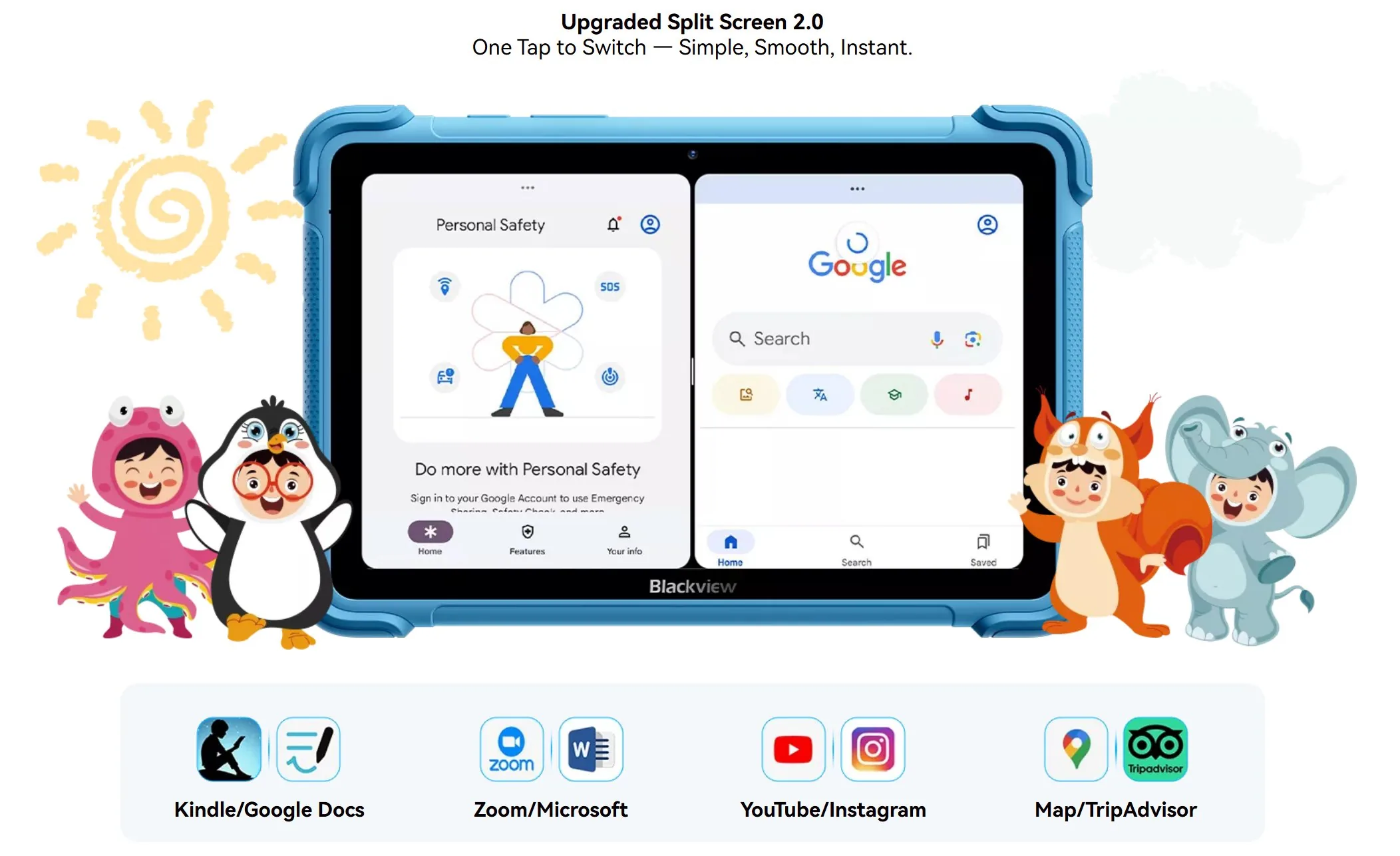 BLACKVIEW LINK 1 Kids BLUE 8.68"IPS 1340x800,4 64GB,Quad-core 2.0GHz,5+8MP,5000mAh,WiFi6,BT 5.0,Android 16