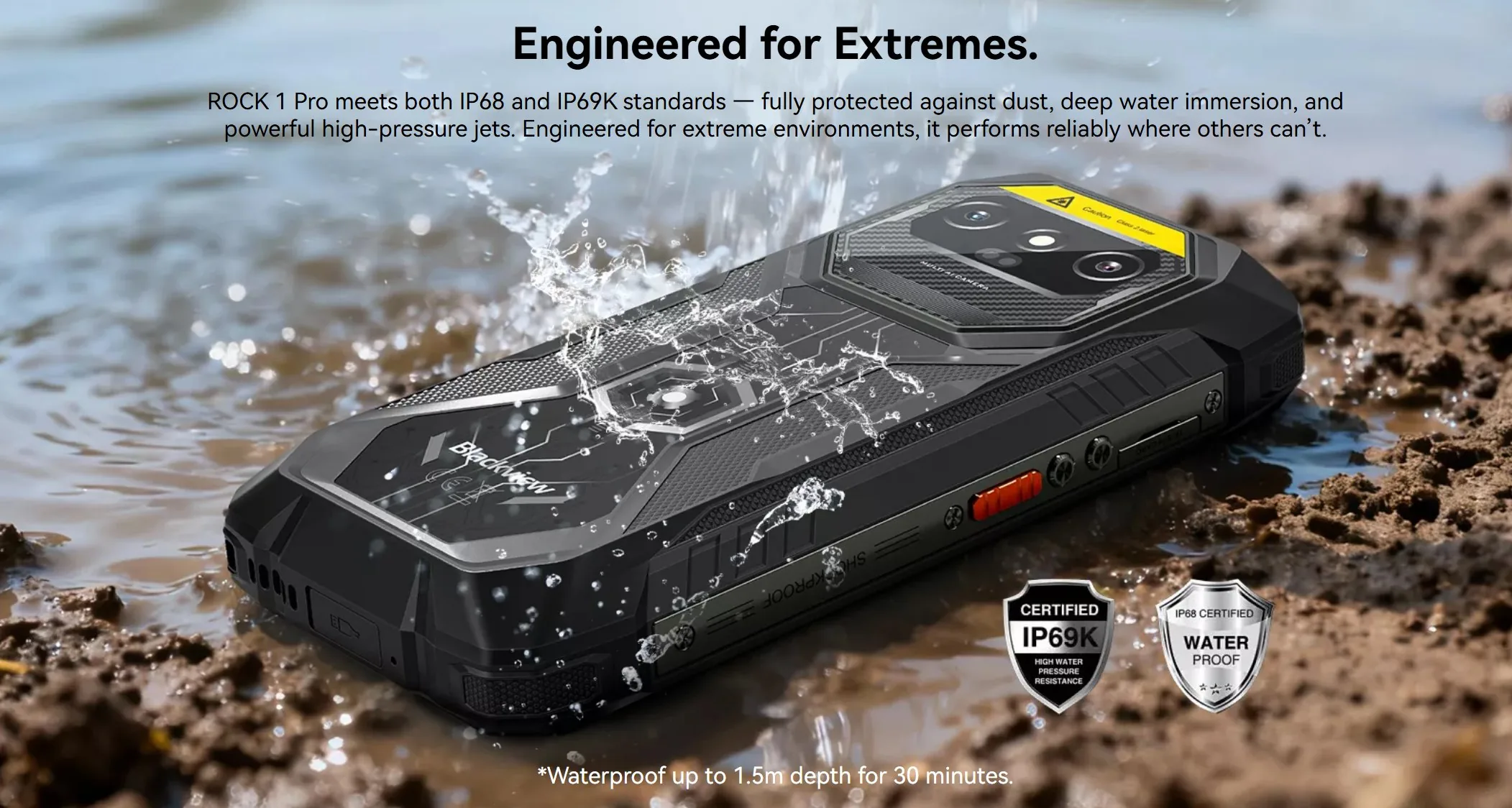 BLACKVIEW Rugged ROCK 1 Pro LTE 6.56" BLACK,HD+ 1612x720,8+256GB,G81 Octa-Core 2.0GHz,13MP 16+20MP,BARCODE,NFC,And16