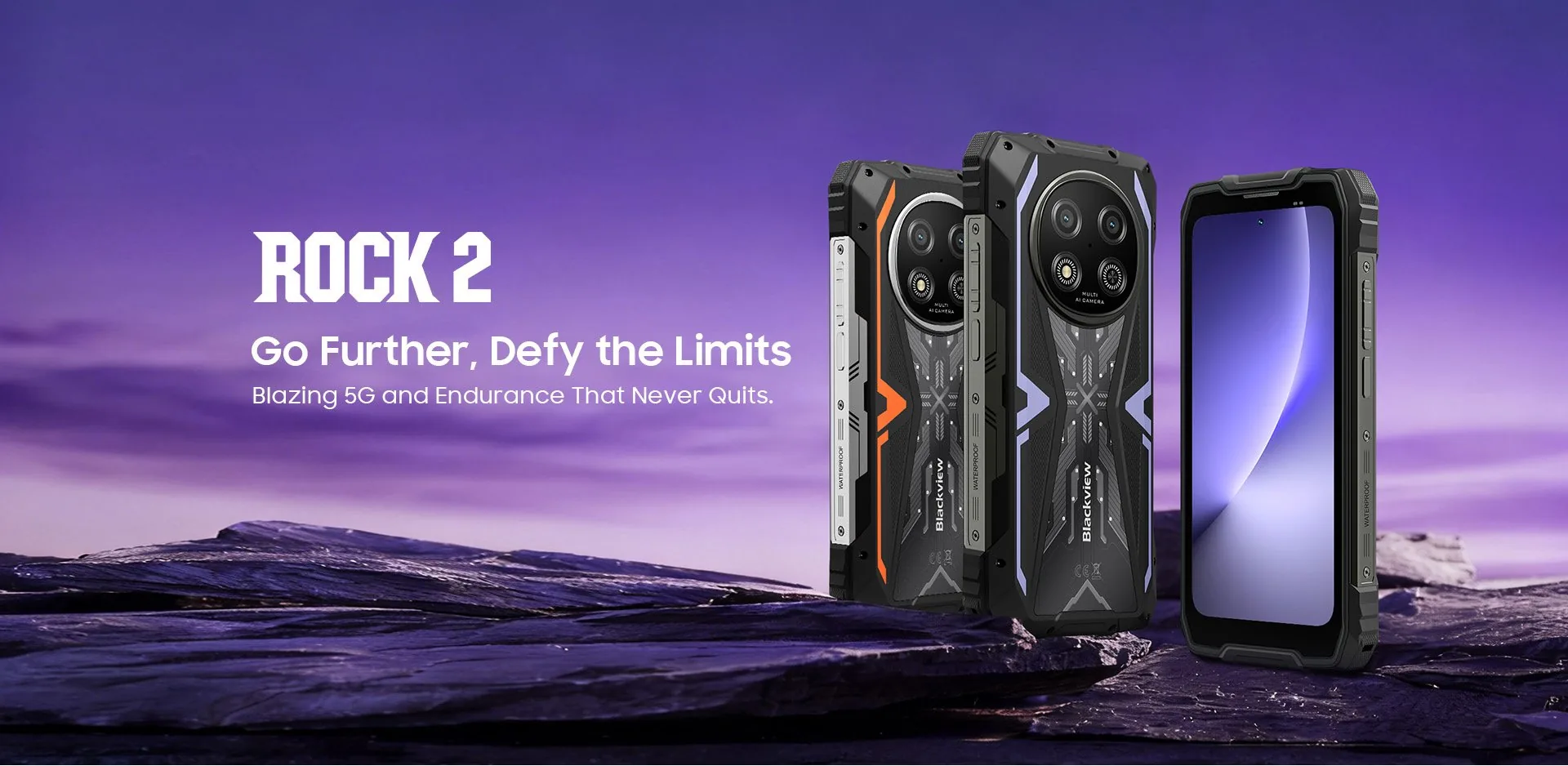 BLACKVIEW Rugged ROCK 2 5G 6.67" ORANGE,HD+ 1640x720,12+256GB,T8100 Octa-Core 2.2GHz,13MP 16MP,NFC,15000mAh,Android 16