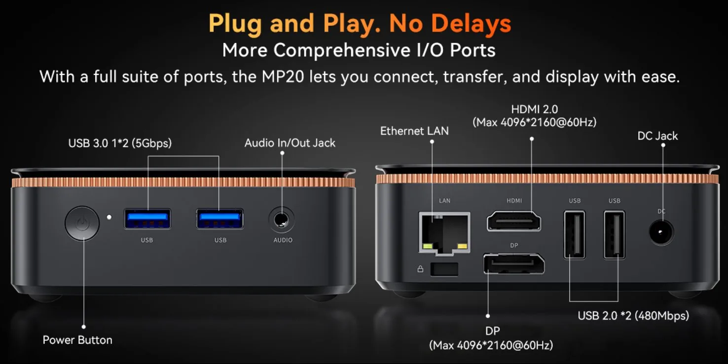 BLACKVIEW miniPC MP20 AMD Ryzen 3300U 3.5HGz 16 512GB,WiFi 6,BT 5.2,RJ45,2xUSB 3.0,2xUSB 2.0,1xHDMI,1xDP,W11Pro