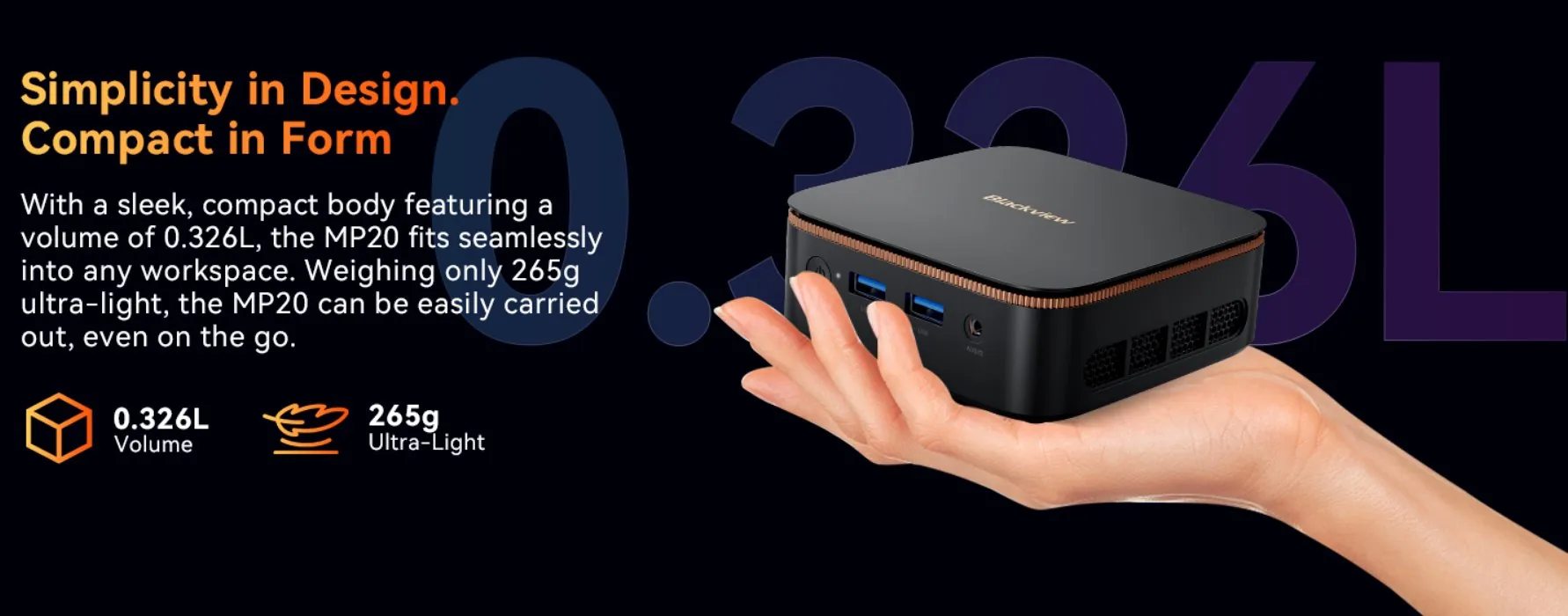 BLACKVIEW miniPC MP20 AMD Ryzen 3300U 3.5HGz 16 512GB,WiFi 6,BT 5.2,RJ45,2xUSB 3.0,2xUSB 2.0,1xHDMI,1xDP,W11Pro