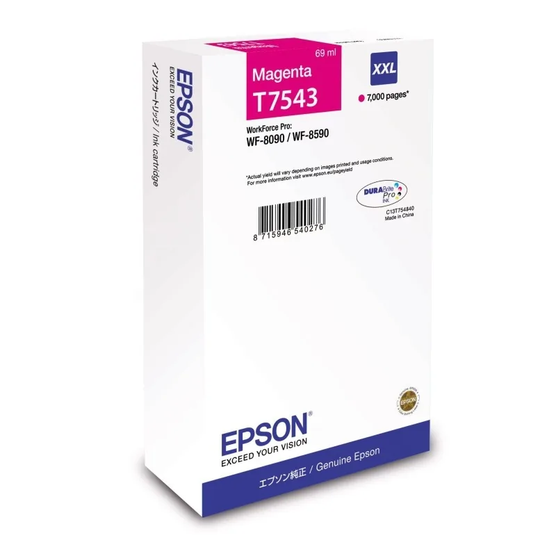 Epson originální ink C13T754340, T7543, XXL, magenta - prošlá expirace (2020)