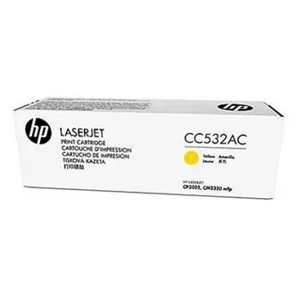 HP toner CC532AC, yellow, kon. - poškození obalu kategorie B (viz. popis)